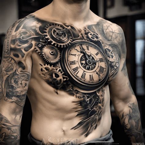 clock tattoo on chest